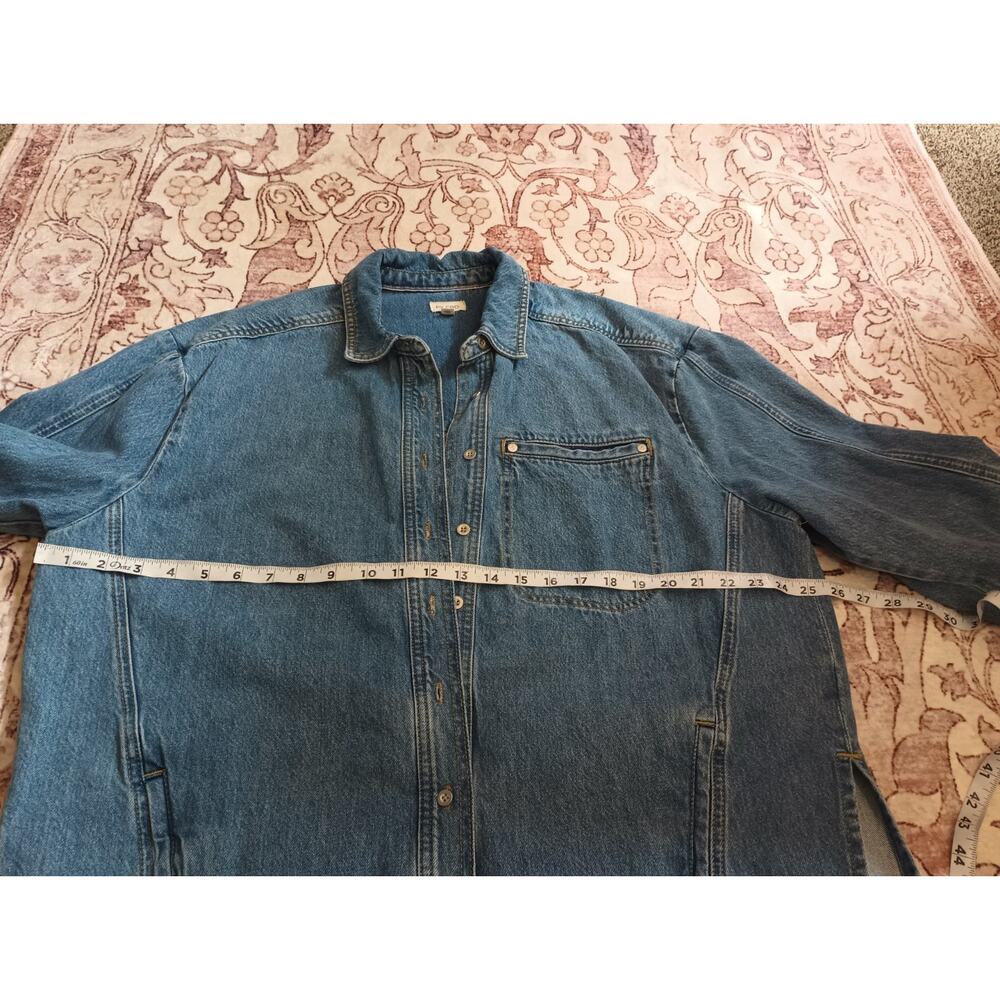 Anthropologie Pilcro Denim Shacket S/M Oversized Distressed Raw Hem Chore - Picture 11 of 12